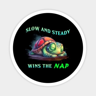 Turtle "Slow and Steady Wins The NAP" T-Shirt | Funny Painted Box Turtle Shirt | Perfect Cute Vacation tshirt | Best Lazy Animal Lover Gift Magnet